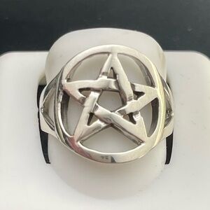 Size 7,8,9 silver star pentagram ring